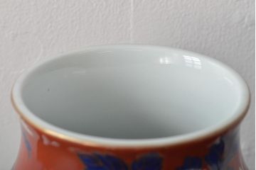 戦前　オールド香蘭社　菊文耳付花瓶(花器)(R-044324)