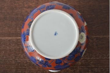 戦前　オールド香蘭社　菊文耳付花瓶(花器)(R-044324)