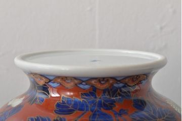 戦前　オールド香蘭社　菊文耳付花瓶(花器)(R-044324)