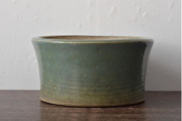 明治〜大正　古い青磁植木鉢(中国支那鉢?緑釉)(R-044325)