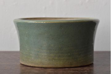 明治〜大正　古い青磁植木鉢(中国支那鉢?緑釉)(R-044325)