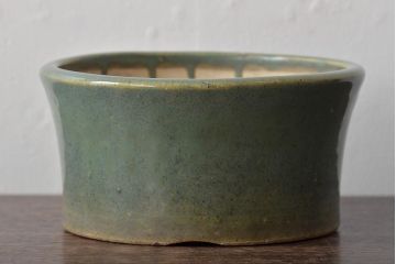 明治〜大正　古い青磁植木鉢(中国支那鉢?緑釉)(R-044325)