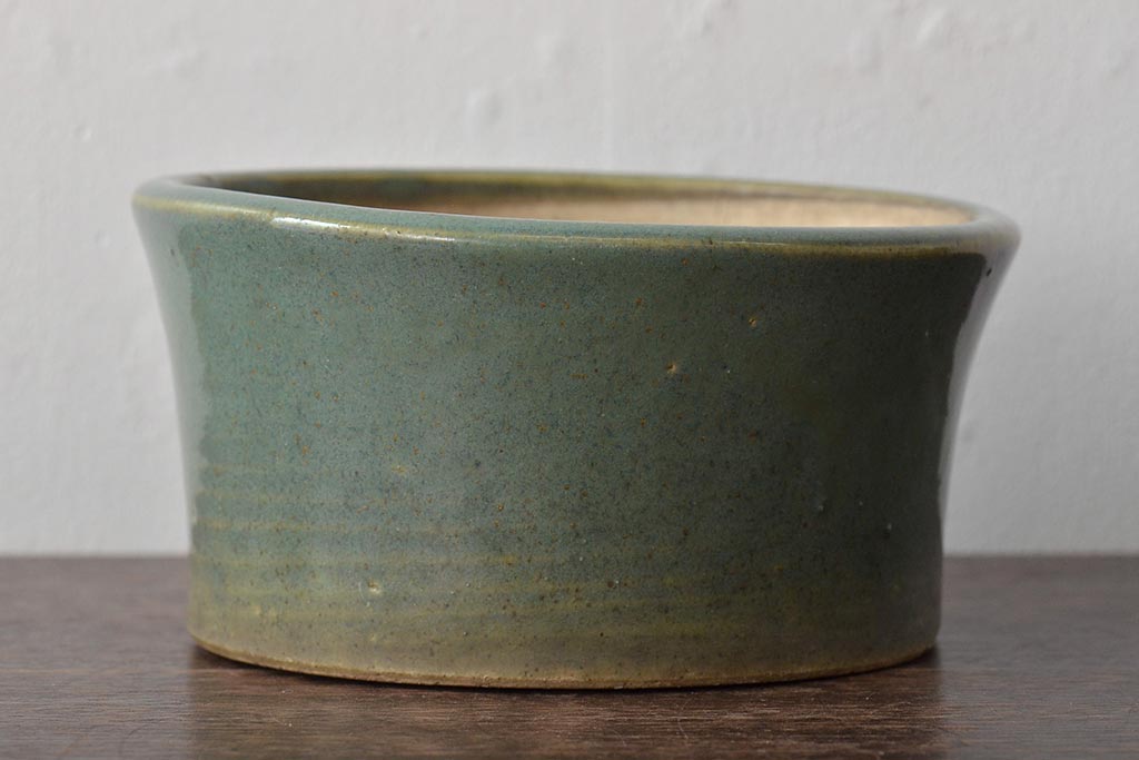明治〜大正　古い青磁植木鉢(中国支那鉢?緑釉)(R-044325)