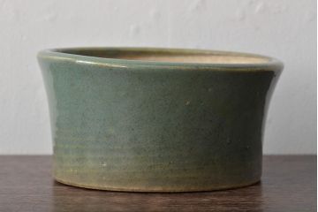 明治〜大正　古い青磁植木鉢(中国支那鉢?緑釉)(R-044325)