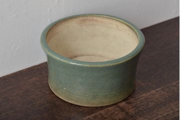 明治〜大正　古い青磁植木鉢(中国支那鉢?緑釉)(R-044325)