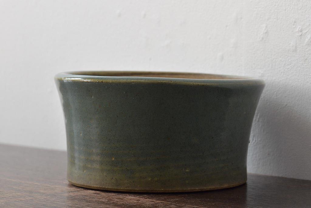 明治〜大正　古い青磁植木鉢(中国支那鉢?緑釉)(R-044325)