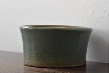 明治〜大正　古い青磁植木鉢(中国支那鉢?緑釉)(R-044325)