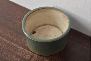 明治〜大正　古い青磁植木鉢(中国支那鉢?緑釉)(R-044325)