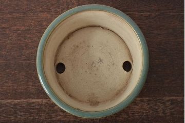 明治〜大正　古い青磁植木鉢(中国支那鉢?緑釉)(R-044325)