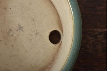 明治〜大正　古い青磁植木鉢(中国支那鉢?緑釉)(R-044325)