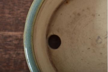 明治〜大正　古い青磁植木鉢(中国支那鉢?緑釉)(R-044325)