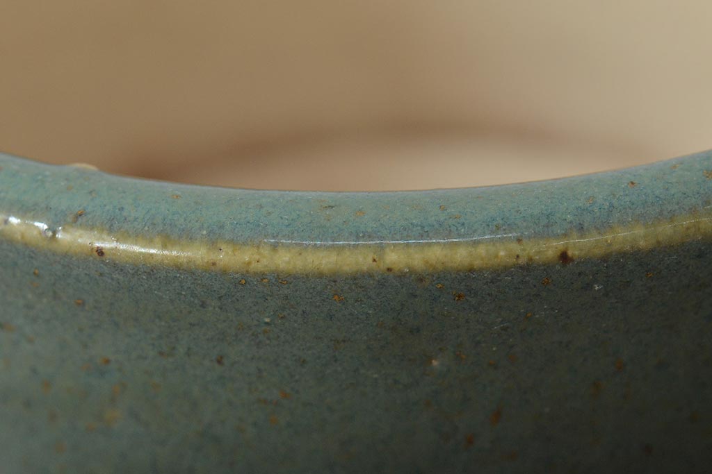 明治〜大正　古い青磁植木鉢(中国支那鉢?緑釉)(R-044325)