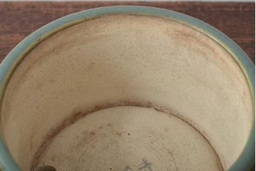 明治〜大正　古い青磁植木鉢(中国支那鉢?緑釉)(R-044325)