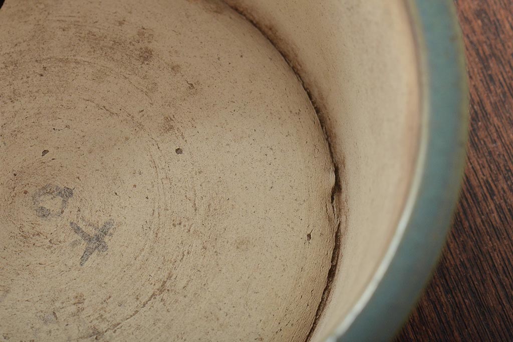 明治〜大正　古い青磁植木鉢(中国支那鉢?緑釉)(R-044325)