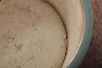 明治〜大正　古い青磁植木鉢(中国支那鉢?緑釉)(R-044325)