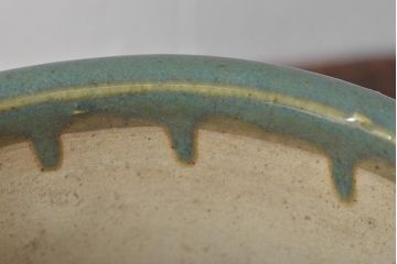 明治〜大正　古い青磁植木鉢(中国支那鉢?緑釉)(R-044325)