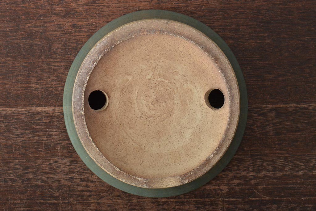 明治〜大正　古い青磁植木鉢(中国支那鉢?緑釉)(R-044325)