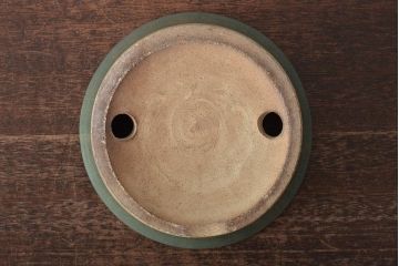 明治〜大正　古い青磁植木鉢(中国支那鉢?緑釉)(R-044325)