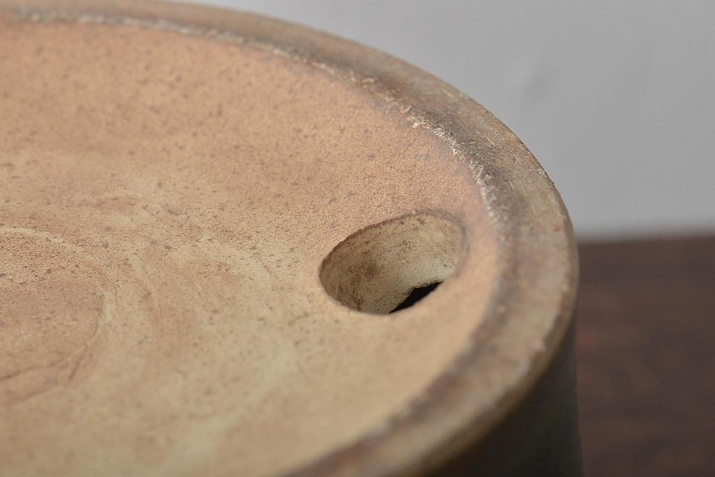 明治〜大正　古い青磁植木鉢(中国支那鉢?緑釉)(R-044325)