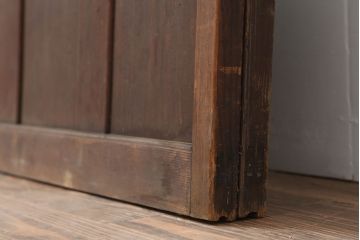 アンティーク建具　昭和初期　大正ロマンの雰囲気漂うシンプルなガラス戸2枚セット(引き戸、建具)(R-044336)