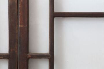 アンティーク建具　昭和初期　大正ロマンの雰囲気漂うシンプルなガラス戸2枚セット(引き戸、建具)(R-044336)