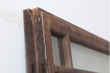アンティーク建具　昭和初期　大正ロマンの雰囲気漂うシンプルなガラス戸2枚セット(引き戸、建具)(R-044336)