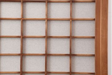 アンティーク建具　昭和初期　風情のある空間づくりにおすすめな引分猫間障子戸2枚セット(引き戸、建具)(R-044337)
