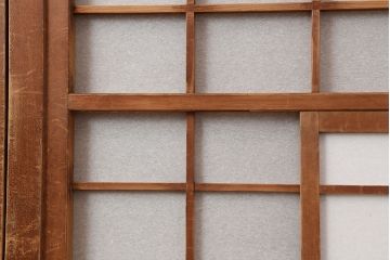 アンティーク建具　昭和初期　風情のある空間づくりにおすすめな引分猫間障子戸2枚セット(引き戸、建具)(R-044337)
