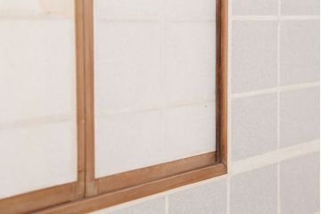 アンティーク建具　昭和初期　風情のある空間づくりにおすすめな引分猫間障子戸2枚セット(引き戸、建具)(R-044337)