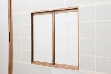 アンティーク建具　昭和初期　風情のある空間づくりにおすすめな引分猫間障子戸2枚セット(引き戸、建具)(R-044338)