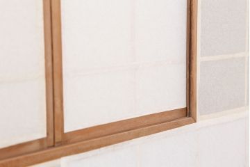 アンティーク建具　昭和初期　風情のある空間づくりにおすすめな引分猫間障子戸2枚セット(引き戸、建具)(R-044338)