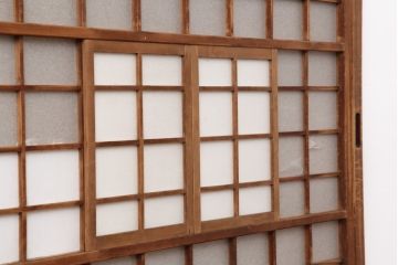 アンティーク建具　昭和初期　風情のある空間づくりにおすすめな引分猫間障子戸2枚セット(引き戸、建具)(R-044339)