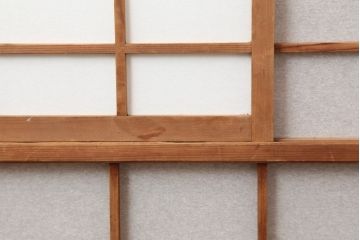 アンティーク建具　昭和初期　風情のある空間づくりにおすすめな引分猫間障子戸2枚セット(引き戸、建具)(R-044339)