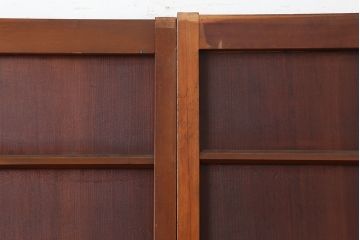 アンティーク建具　大正昭和初期　赤みがかった古い木の風合いが趣のある舞良戸2枚セット(板戸、引き戸)(R-044340)