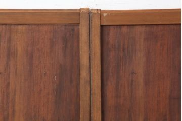 アンティーク建具　大正昭和初期　赤みがかった古い木の風合いが趣のある舞良戸2枚セット(板戸、引き戸)(R-044340)