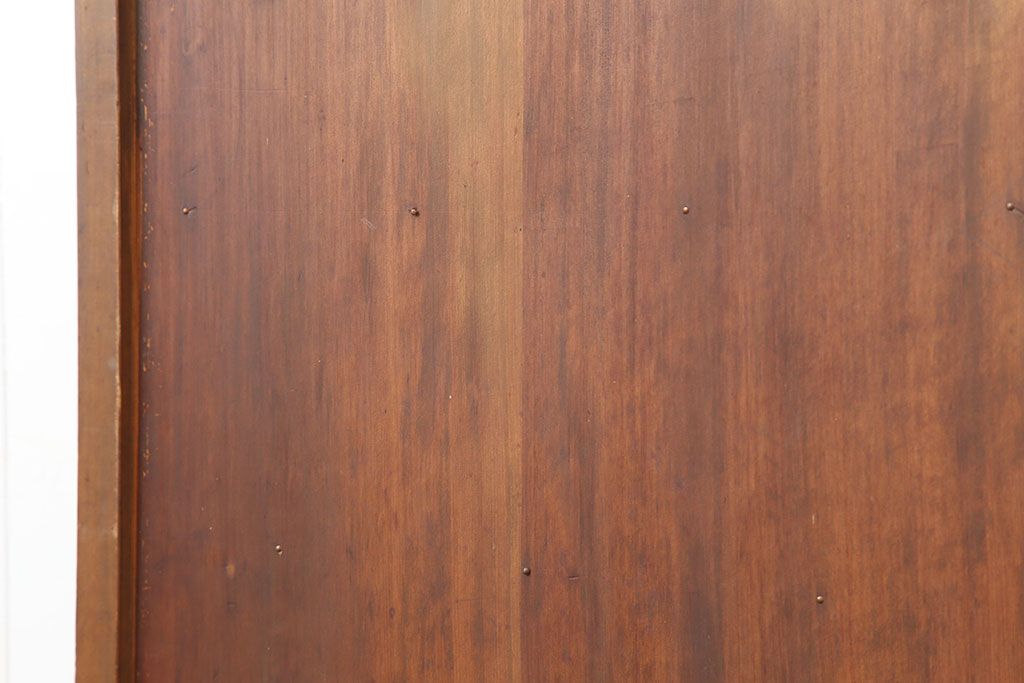 アンティーク建具　大正昭和初期　赤みがかった古い木の風合いが趣のある舞良戸2枚セット(板戸、引き戸)(R-044340)