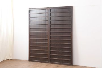 アンティーク建具　明治大正期　古民家スタイルにおすすめの舞良戸2枚セット(板戸、引き戸)(R-044341)