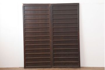 アンティーク建具　明治大正期　古民家スタイルにおすすめの舞良戸2枚セット(板戸、引き戸)(R-044341)