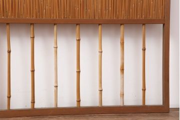 ビンテージ建具　昭和中期　和の風情を感じさせる御簾戸2枚セット(簾戸、簀戸、葭戸、夏障子、夏戸、葦戸)(R-044342)