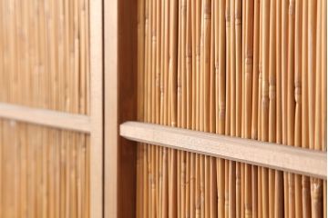 ビンテージ建具　昭和中期　和の風情を感じさせる御簾戸2枚セット(簾戸、簀戸、葭戸、夏障子、夏戸、葦戸)(R-044342)
