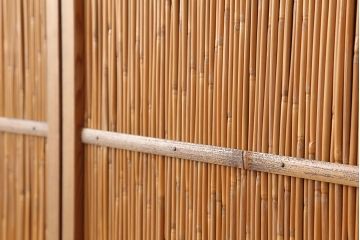 ビンテージ建具　昭和中期　和の風情を感じさせる御簾戸2枚セット(簾戸、簀戸、葭戸、夏障子、夏戸、葦戸)(R-044342)