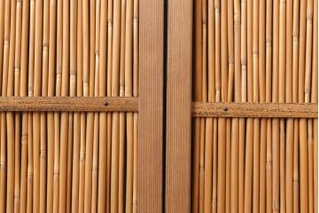 ビンテージ建具　昭和中期　和の風情を感じさせる御簾戸2枚セット(簾戸、簀戸、葭戸、夏障子、夏戸、葦戸)(R-044342)