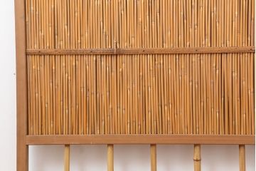 ビンテージ建具　昭和中期　和の風情を感じさせる御簾戸2枚セット(簾戸、簀戸、葭戸、夏障子、夏戸、葦戸)(R-044342)