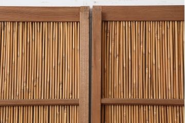 ビンテージ建具　昭和中期　和の風情を感じさせる御簾戸2枚セット(簾戸、簀戸、葭戸、夏障子、夏戸、葦戸)(R-044342)