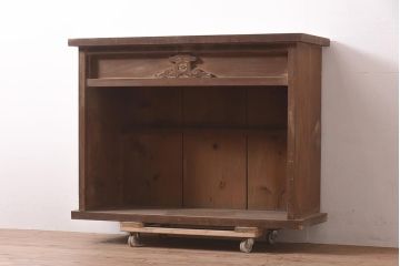 【簡易リペア限定品】アンティーク建具　明治大正期　凝った文様の意匠が目を引く木製棚(収納棚、飾り棚、オープンラック、シェルフ)(R-044346)