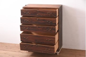 アンティーク家具　昭和初期　前面黒柿貼り　美しい縞模様が目を引く重ね箪笥(和箪笥、衣装箪笥、引き出し、チェスト)(R-044347)
