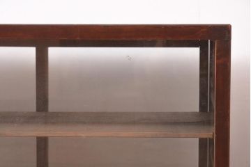 アンティーク家具　昭和初期　レトロでシンプルなデザインの木製ガラスケース(ショーケース、陳列棚、ガラス戸棚)(R-044349)