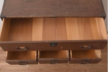 アンティーク家具　明治期　杉材　味のある風合いが魅力の和タンス(衣装箪笥、引き出し)(R-044351)