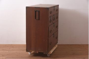 アンティーク家具　明治期　杉材　味のある風合いが魅力の和タンス(衣装箪笥、引き出し)(R-044351)