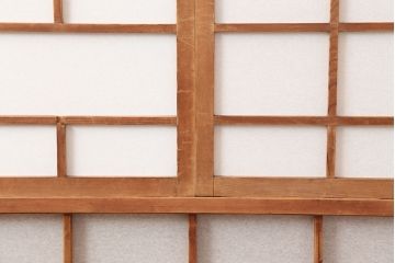アンティーク建具　昭和初期　風情のある空間づくりにおすすめな引分猫間障子戸2枚セット(引き戸、建具)(R-044353)